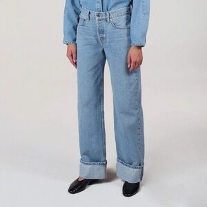 NWT Ética Light Blue Stanton High Rise Relaxed Cuff Denim Jeans Pants